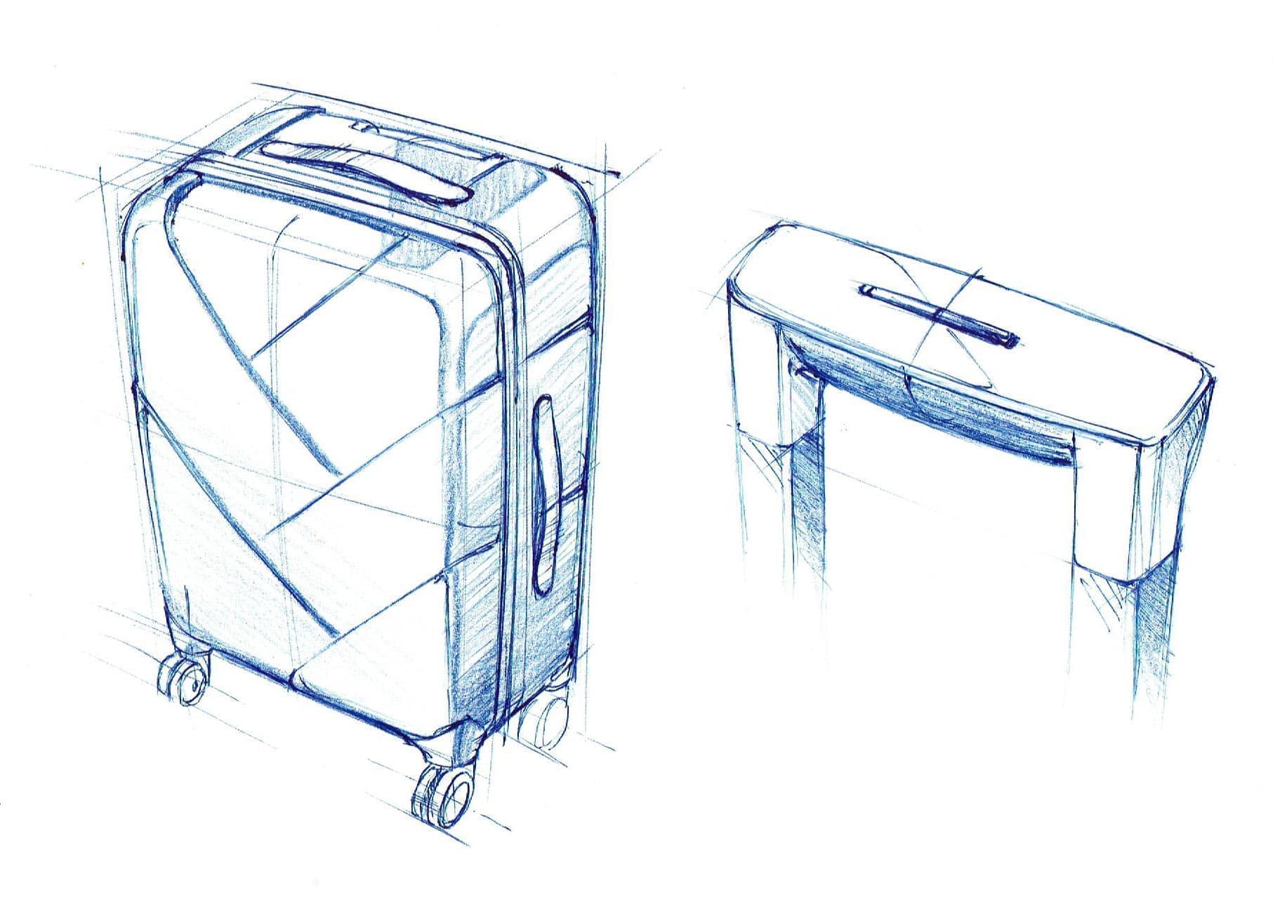 スーツケースのアイディアスケッチ